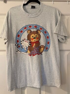 Vintage Screen Stars Best Teddy Bear Cat T-Shirt Unisex Large USA Made Cotton